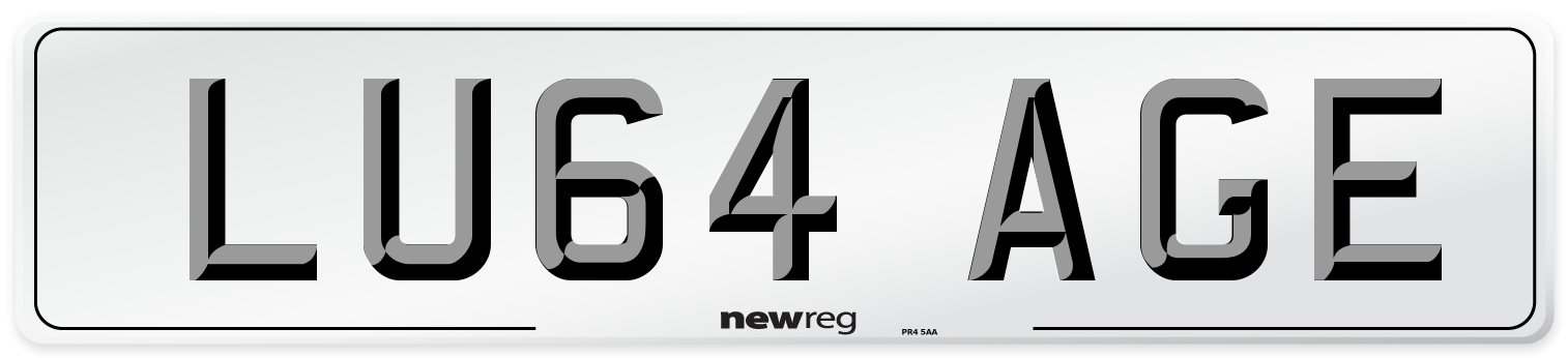 LU64 AGE Number Plate from New Reg